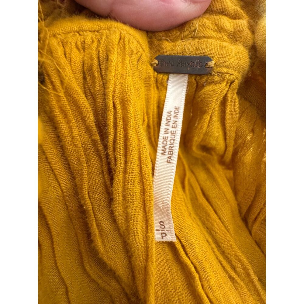 Free People 100 Degree Mini Dress Yellow Marigold Sz Sm Boho Flowy Summer Dress - Picture 10 of 11